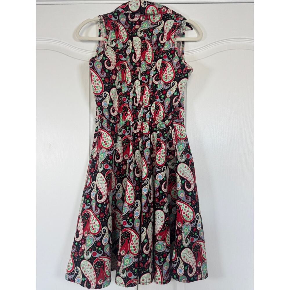 Voodoo Vixen Saranya Paisley Fit Flare Dress Retro Rockabilly Cotton M - Picture 2 of 11